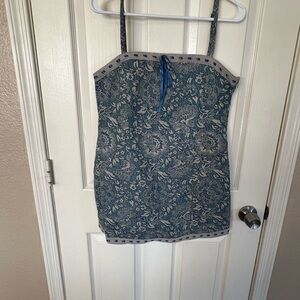 Motel Rocks Florence Mini Dress Blue Ornate Floral Print Spaghetti Strap Size L